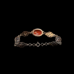 Art Deco Carved Glass & Marcasite Panel Link Bracelet Sterling Silver