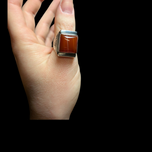 Sterling Silver & Banded Red Agate Ring