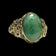 14K Yellow Gold Jadeite Cabochon Filigree Ring Size 8 3/4