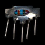 Sterling Silver H. Lewis Geometric Inlay Brooch Navajo