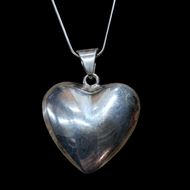 Sterling Silver Large Puffy Heart Necklace Vintage Taxco Mexico
