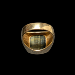 10K Yellow Gold Hawk's Eye / Blue Tiger's Eye Mens Ring Size 9 3/4