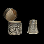 Decorative Sterling Silver Thimble & Thimble Case