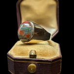 10K Yellow & Gold Moss Agate Cabochon Ring Size 5.5