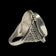 .925 Silver & Black Onyx Detailed Cabochon Ring Size 8 1/4 Signed JQI