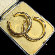 14K Yellow Gold Hollow Chunky Twist Hollow Hoops