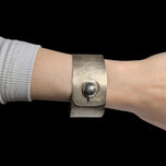 Sterling Silver Modernist Cuff Bracelet Sliding Clasp : Brushed / Textured