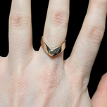 14K Yellow Gold Chevron Diamond Stacker Ring Size 6.5
