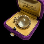 Antique Victorian Rolled Gold "Pool of Light" Rock Crystal Photo Locket Pendant / Fob / Orb