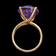Large Faceted 14K Gold Amethyst Solitaire Cocktail Vintage Gold Double Band Ring