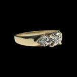 10K Yellow Gold Illusion Set Heart Flanked Diamond Ring Size 7 3/4