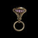 Victorian Gold Filled Open Work Purple Glass Fob