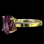 10K Yellow Gold Synthetic Purple Sapphire Ring Oval Cut