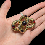 Antique Gold Filled Victorian Garnet Cabochon Love Knot Brooch