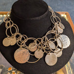 Sterling Silver Large Hammered Disc Statement Necklace