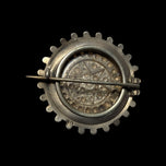 Antique / Victorian Pressed Steel Geometric / Etruscan Star Mourning Brooch