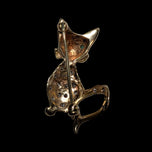 14K Yellow Gold Emerald & Diamond Cat Brooch