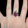 10K Yellow Gold Natural Ruby & Diamond Flower Custer Ring Size 9 1/4