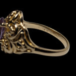 14K Yellow Gold Open Work / Filigree Amethyst Ring Size 6