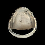 .925 Silver & Black Onyx Detailed Cabochon Ring Size 8 1/4 Signed JQI