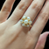 14K Yellow Gold, Pearl and Diamond Cluster Ring