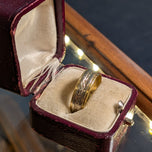 18K Yellow & White Gold Engraved Band Ring Size 9