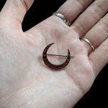 Antique Victorian Crescent Moon Bohemian Garnet Brooch / Pin Gold Filled C Clasp