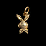 10K Yellow Gold Diamond Etched Playboy Bunny Pendant / Charm