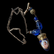 Limoges Glass Perfume Bottle Necklace by Artist Kathy Barrick - One of a Kind