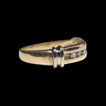 14K Yellow & White Gold Ribbed Diamond Row Band Size 6 3/4