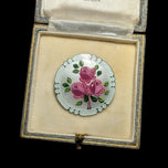Sterling Silver & Enamel Painted Flower Brooch: Norway