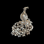 Sterling Silver Marcasite & Red CZ Open Work Peacock Brooch