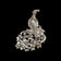 Sterling Silver Marcasite & Red CZ Open Work Peacock Brooch
