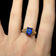 10K Yellow Gold Emerald Cut Purple Sapphire Open Work Cathedral Ring Size 7.5