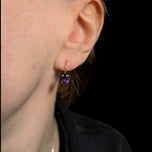 10K Yellow Gold Hinge / Lever Back Amethyst Gemstone Earrings