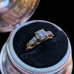 14K Yellow Gold Scroll Work Diamond Ring Antique Vintage