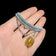 .875 Silver Modernist Drop Chain Sterling Brooch With Yellow Agate USSR Soviet