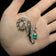 Deco or Mid Cenury 18K White Gold, Emerald & Diamond Spray Brooch