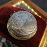 Vintage 800 Silver Floral Pill Box / Case / Trinket Art Nouveau
