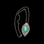 Sterling Silver & Chrysoprase Necklace Leaf Design