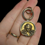 Art Nouveau Gold Filled Woman with Flower Crown Pendant / Fob