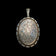 Victorian Sterling Silver Large Locket with Floral Scrollwork Etching & Beaded Edge