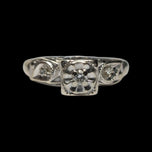14K White Gold & Diamond Art Deco Scrollwork Ring Size 4 3/4