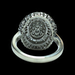9K White Gold Diamond Round & Baguette Cut Cluster Cocktail Ring Size 6