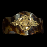 Antique Victorian 19th Century Genuine Tortoise Shell Piqué Technique High Karat Gold Bracelet