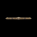 14K Yellow Gold & White Gold Natural Sapphire & Diamond Art Deco Filigree Brooch
