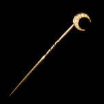 14K Yellow Gold Crescent Moon Seed Pearl Spiral Stick Pin