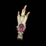 Antique Sterling Silver Lucky Grouse Foot Brooch / Kilt Pin with Foil Back Purple Paste Stone