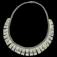 Sterling Silver Bib Collar Necklace With Emeralds