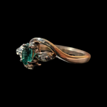 10K Yellow Gold Emerald & Diamond Twist Ring Size 6.5